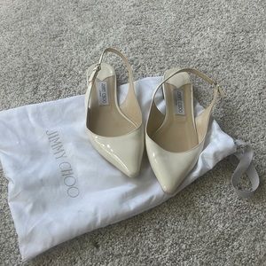 Patent leather Creamy White slingback Jimmy Choo flats